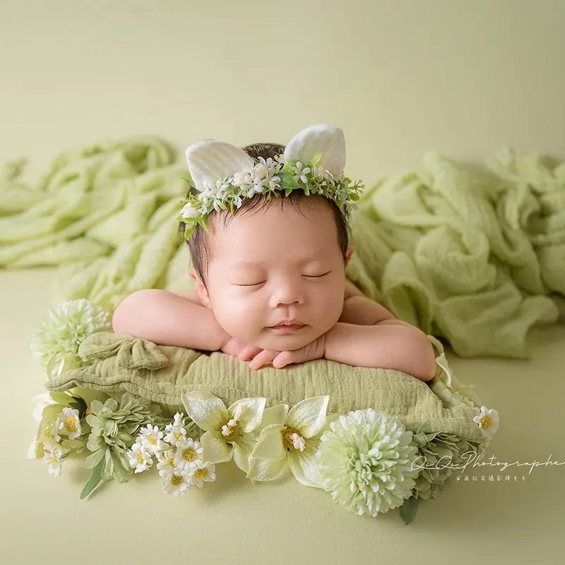 Spring Green Floral Theme Set - Newborn Photography Props - Image 3